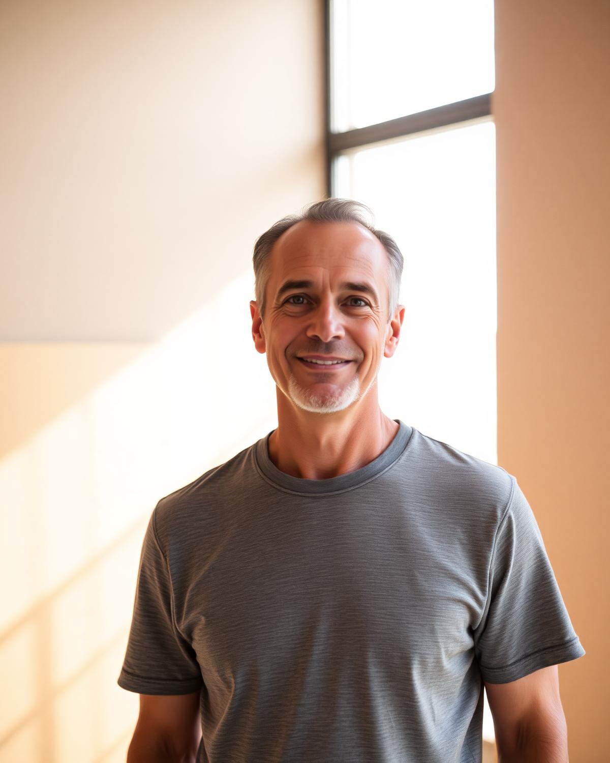 Man in his forties in soft natural light